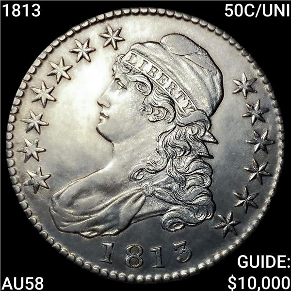 1813 50C/UNI Capped Bust Half Dollar CHOICE AU