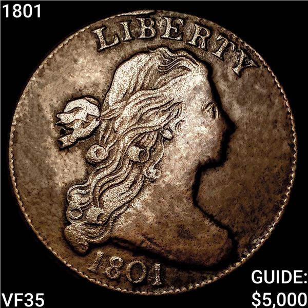 1801 Draped Bust Large Cent ABOUT UNCIRCULATED