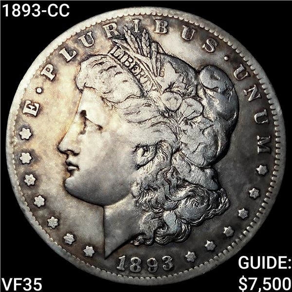 1893-CC Morgan Silver Dollar ABOUT UNCIRCULATED