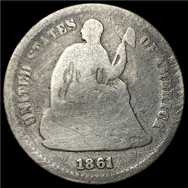1861 Silver Seated Liberty Half Dime NICELY  CIRCULATED