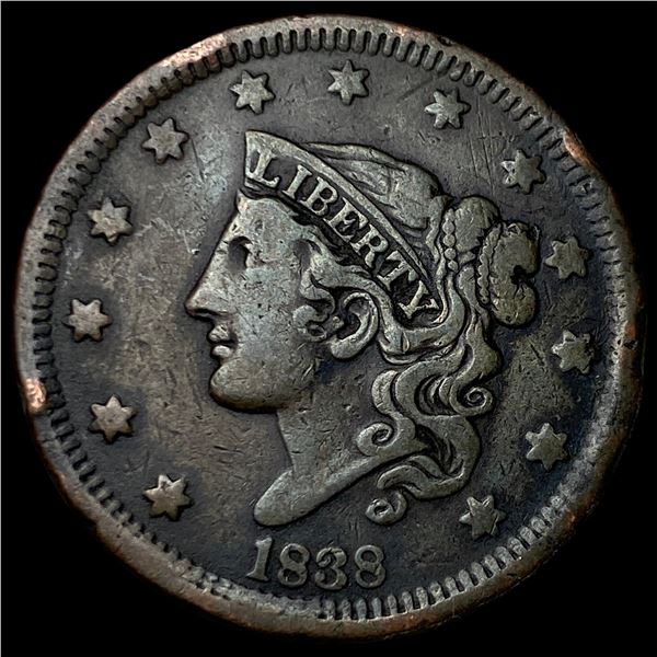 1838 Braided Hair Large Cent LIGHTLY  CIRCULATED