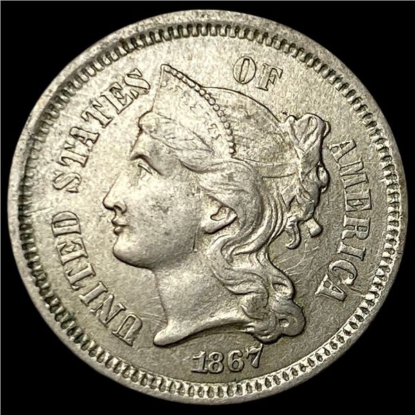 1867 Nickel Three-Cent Piece CLOSELY  UNCIRCULATED