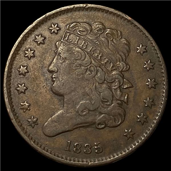 1835 Classic Head Half Cent NEARLY  UNCIRCULATED