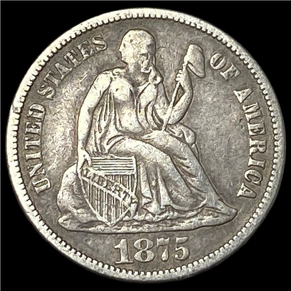 1875-CC Silver Seated Liberty Dime NEARLY  UNCIRCULATED