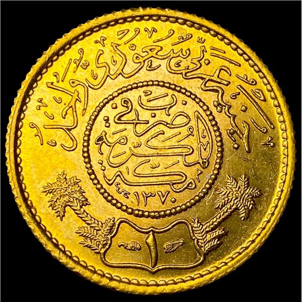 1950 Saudi Arabia Gold Guinea (AH1370)  .2355oz UNCIRCULATED
