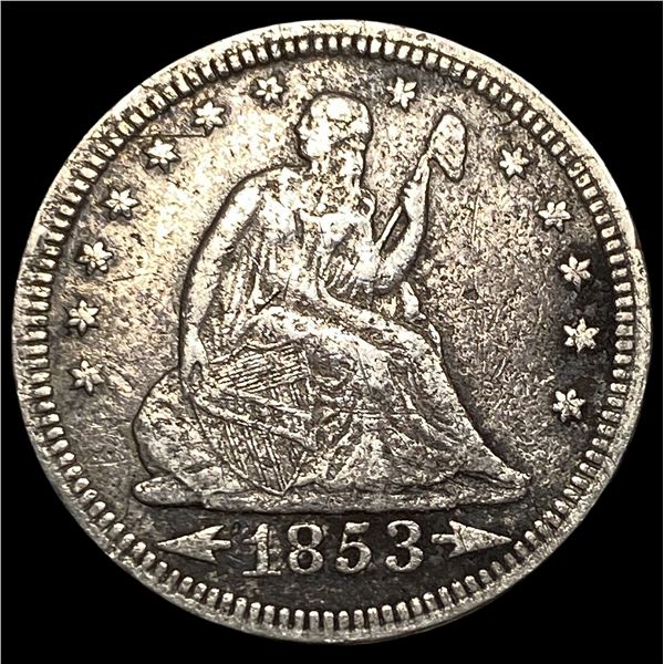 1853 Arrows Seated Liberty Quarter NEARLY  UNCIRCULATED