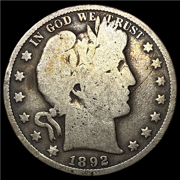 1892 Silver Half Dollar (Barber) LIGHTLY  CIRCULATED