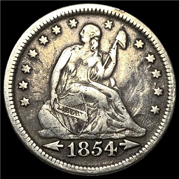 1854 Arrows Seated Liberty Quarter NEARLY  UNCIRCULATED