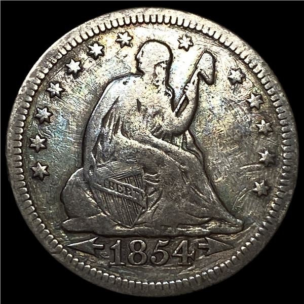 1854 Arrows Seated Liberty Quarter LIGHTLY  CIRCULATED