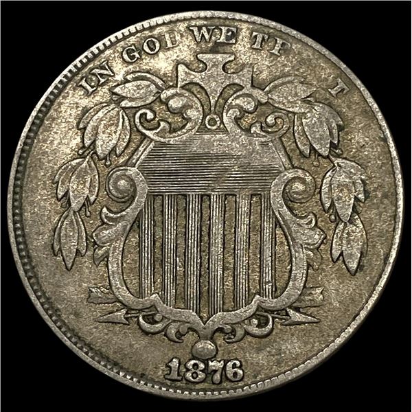 1876 Shield Nickel NEARLY UNCIRCULATED