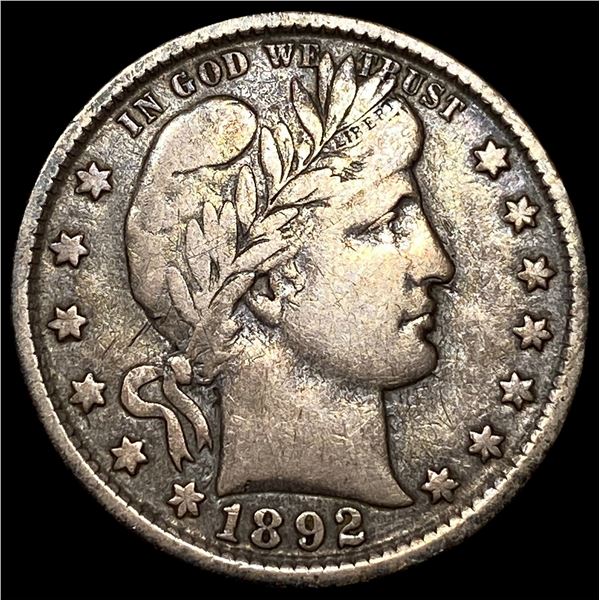 1892-O Silver Barber Quarter NEARLY  UNCIRCULATED