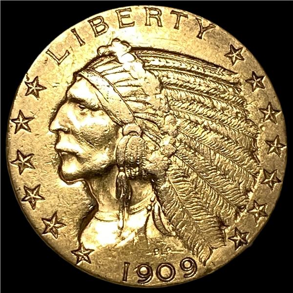 1909 Indian Head $5 Gold Half Eagle CHOICE AU