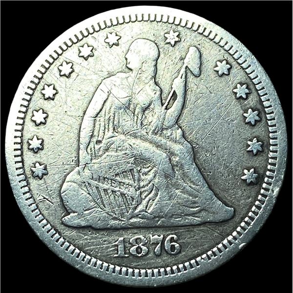 1876-CC Silver Seated Liberty Quarter LIGHTLY  CIRCULATED