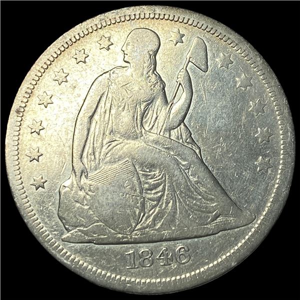 1846 Seated Liberty Silver Dollar NEARLY  UNCIRCULATED