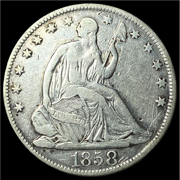 1858-O Silver Half Dollar LIGHTLY CIRCULATED
