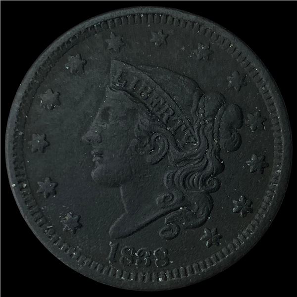 1838 Coronet Head Large Cent CHOICE AU