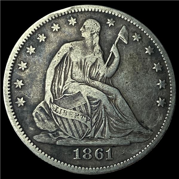 1861 Silver Half Dollar (Seated Liberty)  LIGHTLY CIRCULATED