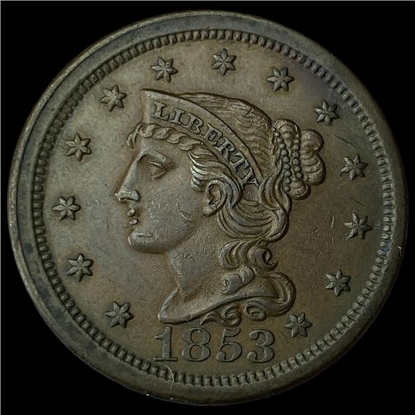 1853 Braided Hair Large Cent CHOICE BU
