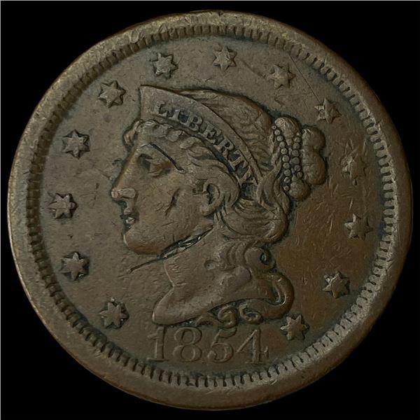 1854 Braided Hair Large Cent CLOSELY  UNCIRCULATED