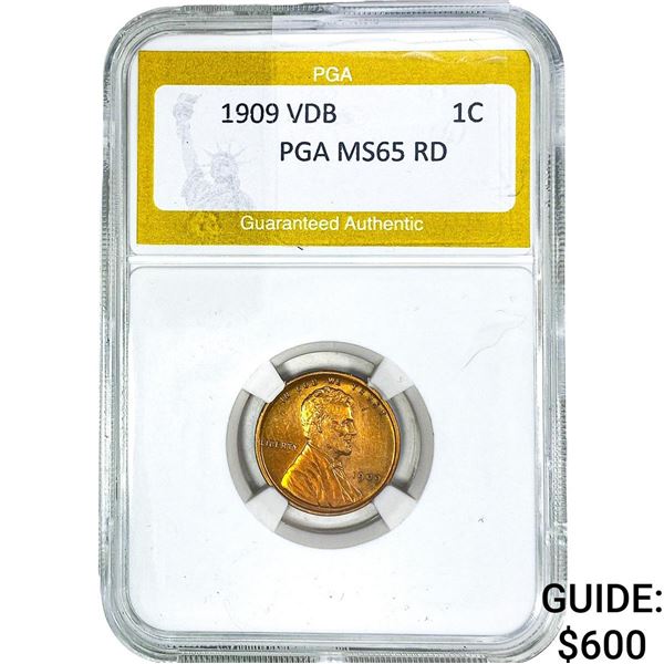 1909 VDB Wheat Cent PGA MS65 RD
