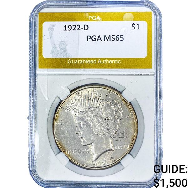1922-D Morgan Silver Dollar PGA MS65