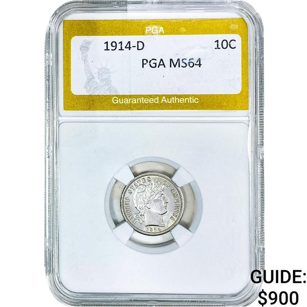 1914-D Barber Dime PGA MS64