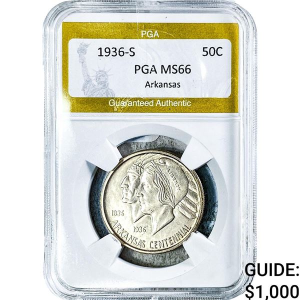 1936-S Arkansas Half Dollar PGA MS66