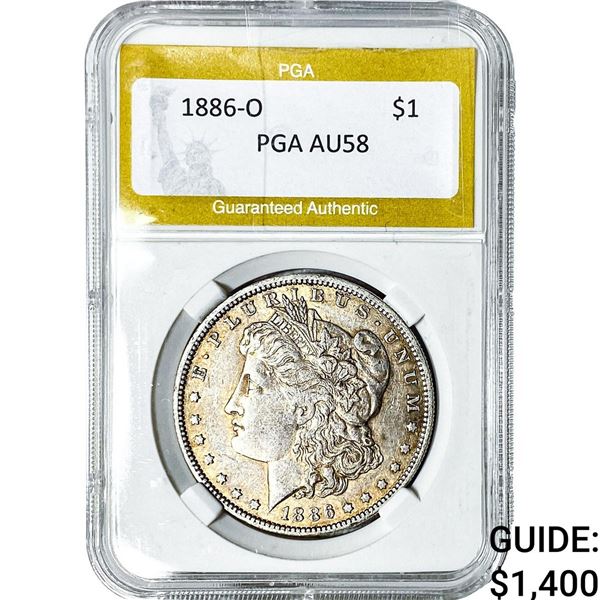 1886-O Morgan Silver Dollar PGA AU58