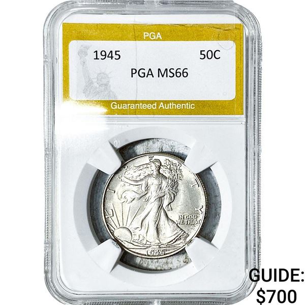 1945 Walking Liberty Half Dollar PGA MS66