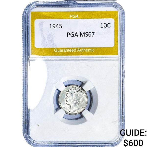 1945 Mercury Silver Dime PGA MS67