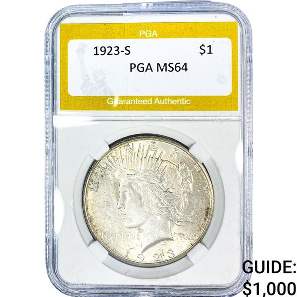 1923-S Silver Peace Dollar PGA MS64