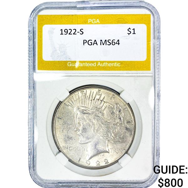 1922-S Silver Peace Dollar PGA MS64