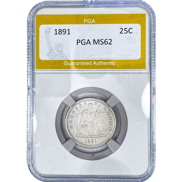 1891 Seated Liberty Quarter PGA MS62