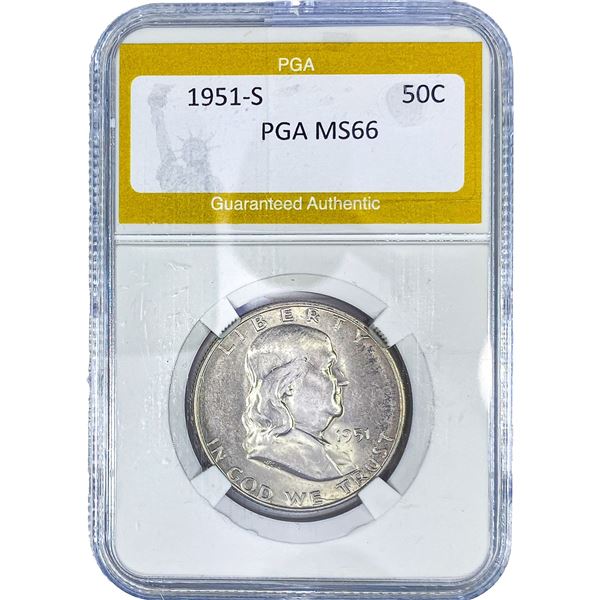 1951-S Franklin Half Dollar PGA MS66