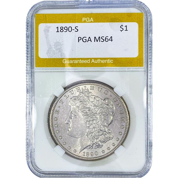 1890-S Morgan Silver Dollar PGA MS64