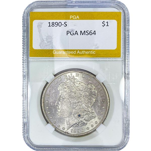 1890-S Morgan Silver Dollar PGA MS64