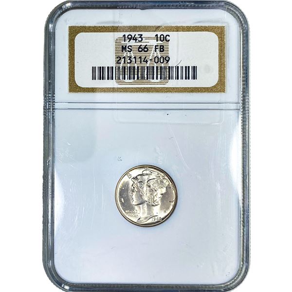 1943 Mercury Silver Dime NGC MS66 FB