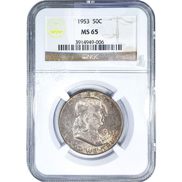 1953 Franklin Half Dollar NGC MS65