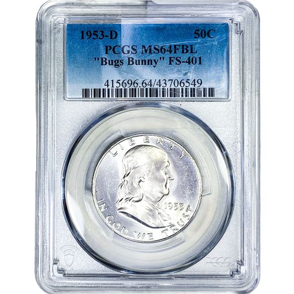1953-D Franklin Half Dollar PCGS MS64 FBL "Bugs Bunny"