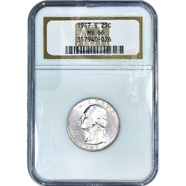 1947-S Washington Silver Quarter NGC MS66