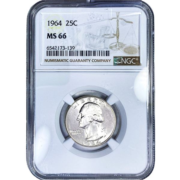 1964 Washington Silver Quarter NGC MS66