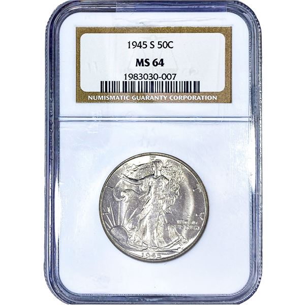 1945-S Walking Liberty Half Dollar NGC MS64
