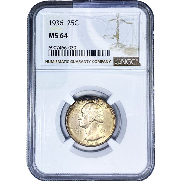 1936 Washington Silver Quarter NGC MS64
