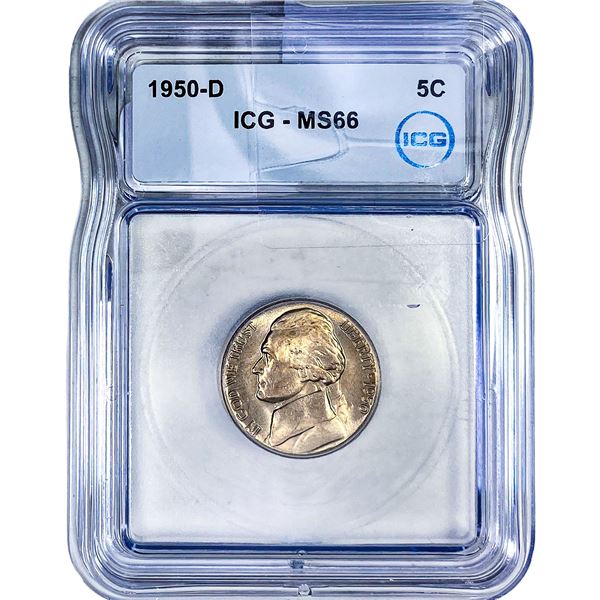 1950-D Jefferson Nickel ICG MS66