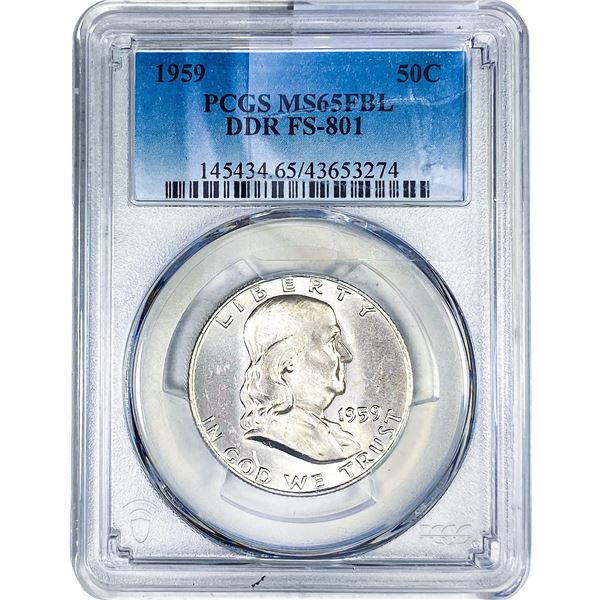 1959 Franklin Half Dollar PCGS MS65 FBL DDR