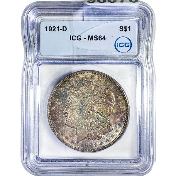 1921-D Morgan Silver Dollar ICG MS64