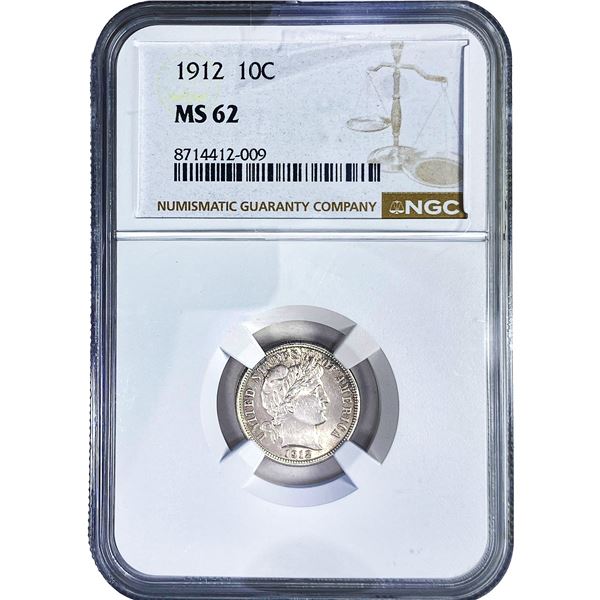 1912 Barber Dime NGC MS62