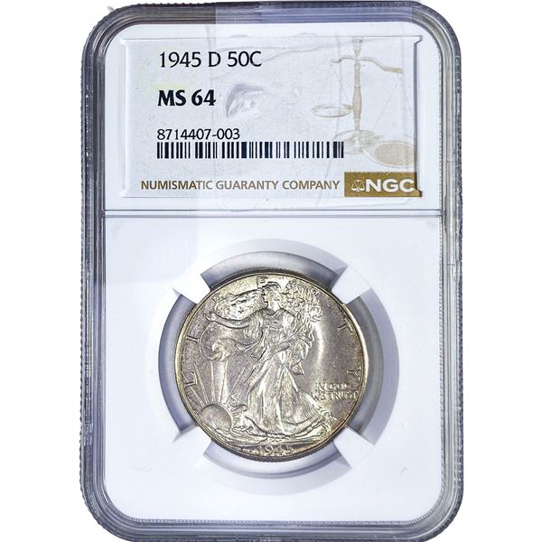 1945-D Walking Liberty Half Dollar NGC MS64