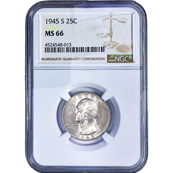 1945-S Washington Silver Quarter NGC MS66