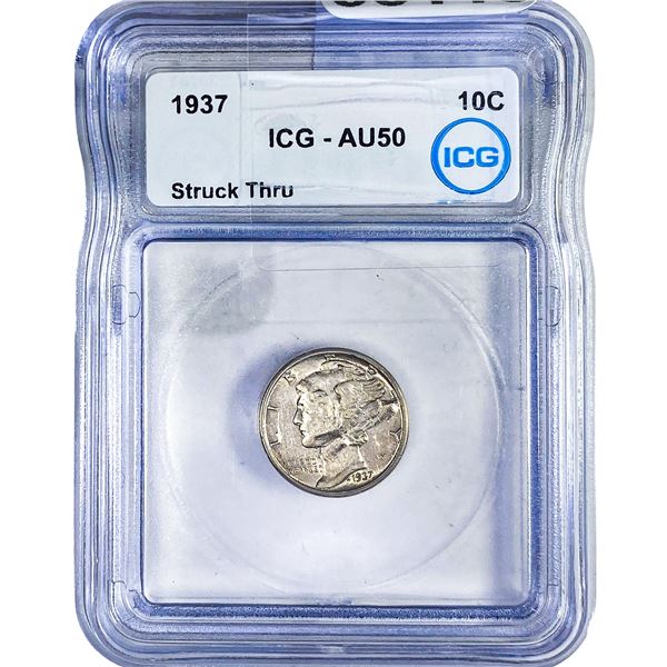 1937 Mercury Silver Dime ICG AU50